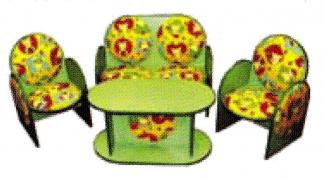 Комплект мебели полумягкий, ЛДСП/ткань: биван, кресла, стол